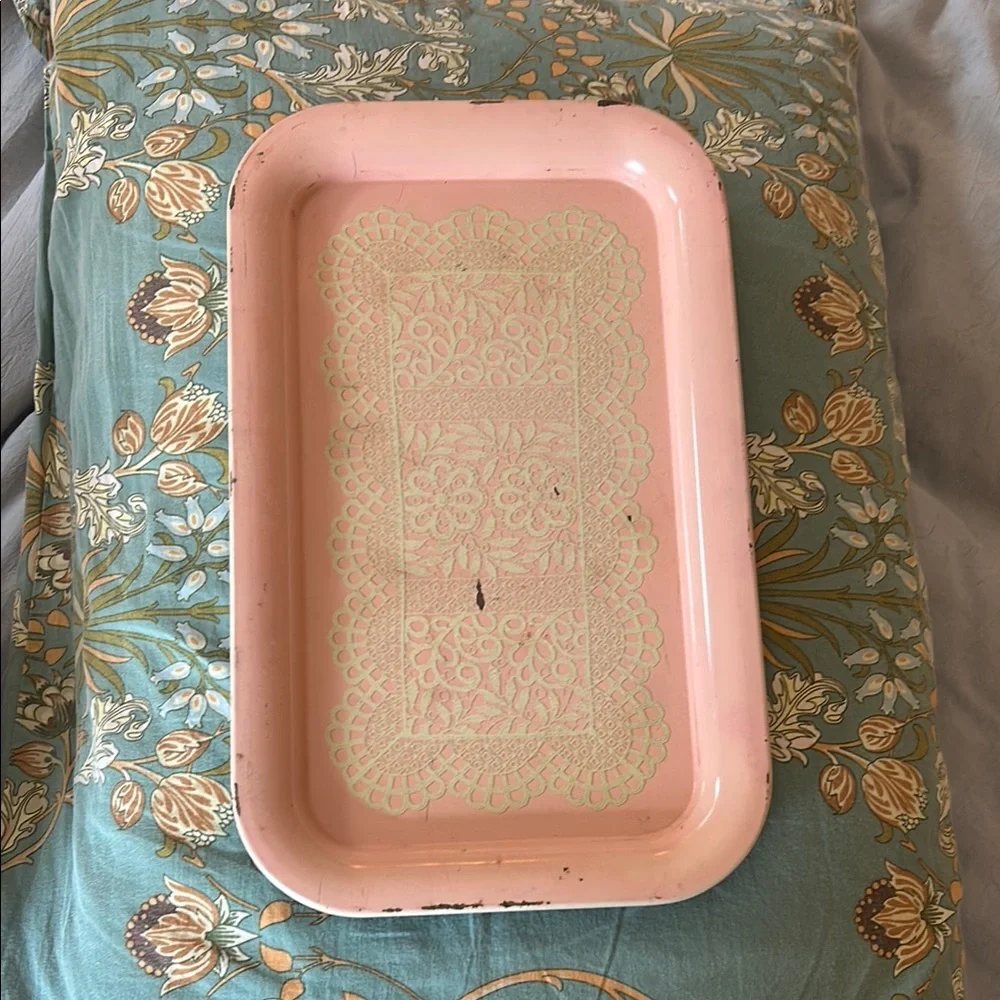 Vintage Pink Floral Tray